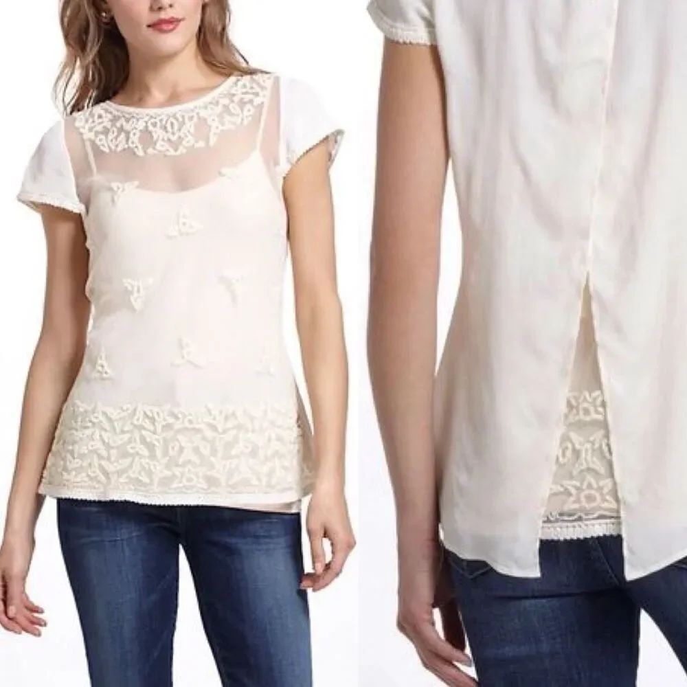 Anthropologie Maeve Lace Open Back top
